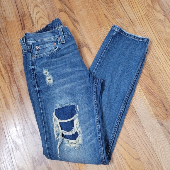 Levi's 511 Distressed Skinny Women's Blue Jeans 30W 32L - Picture 1 of 9